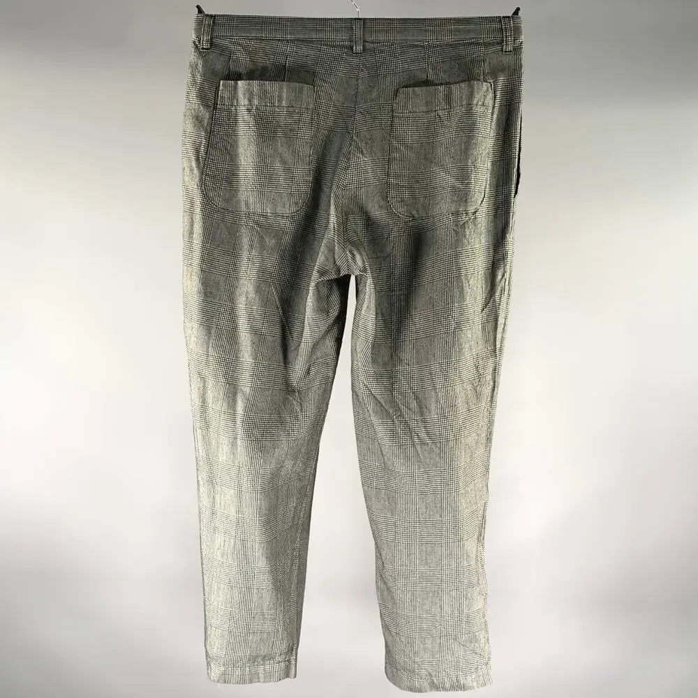 COMME des GARCONS Size M Black White TE-P024 Glen Check Linen Blend Casual Pants